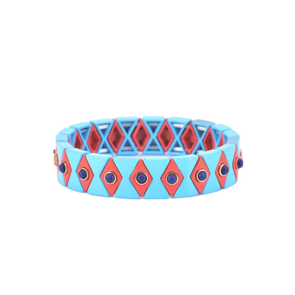 SALE - Enamel Tile Bracelet - Diamond