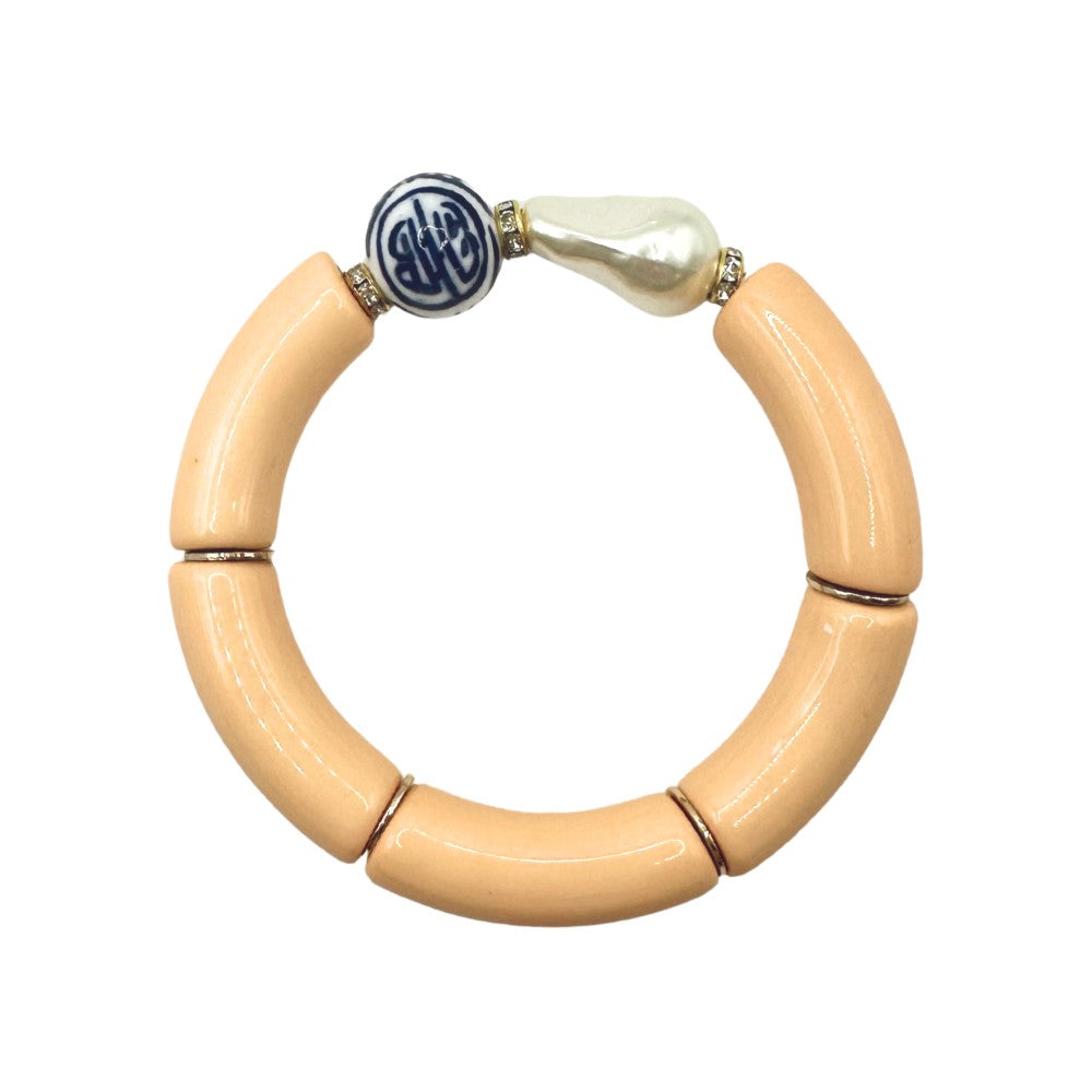 Bamboo Acrylic Tube Bracelet - China Blue - Small Nugget