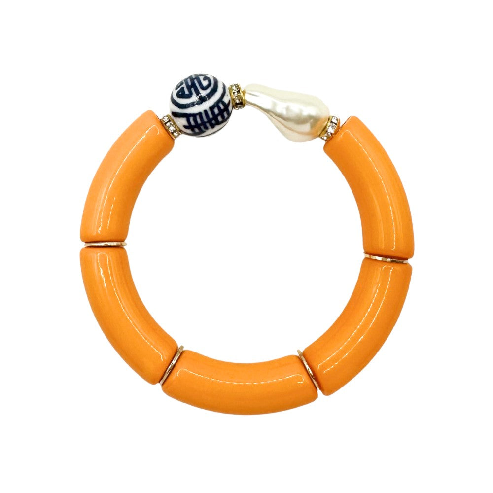 Bamboo Acrylic Tube Bracelet - China Blue - Small Nugget