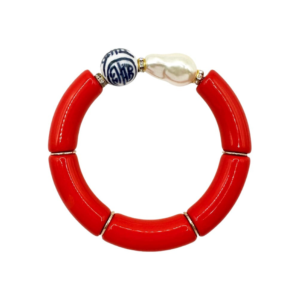 Bamboo Acrylic Tube Bracelet - China Blue - Small Nugget