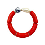 Bamboo Acrylic Tube Bracelet - China Blue - Small Nugget