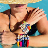 Bamboo Acrylic Tube Bracelet - China Blue - Small Nugget
