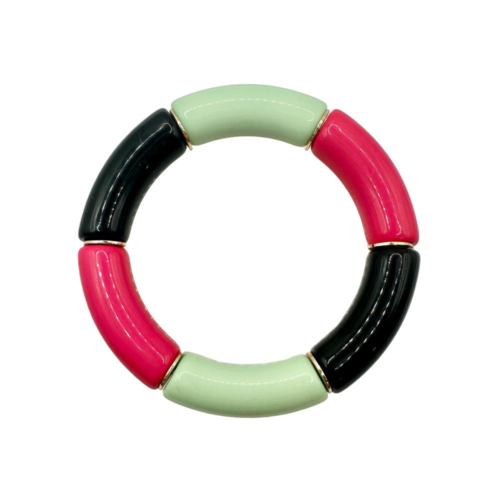 Bamboo Acrylic Tube Bracelet - Multicolor