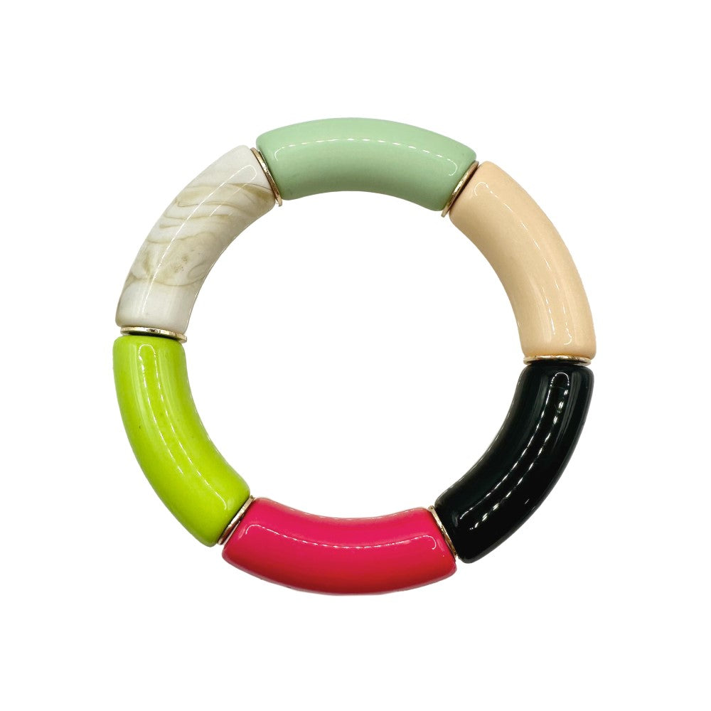 Bamboo Acrylic Tube Bracelet - Multicolor
