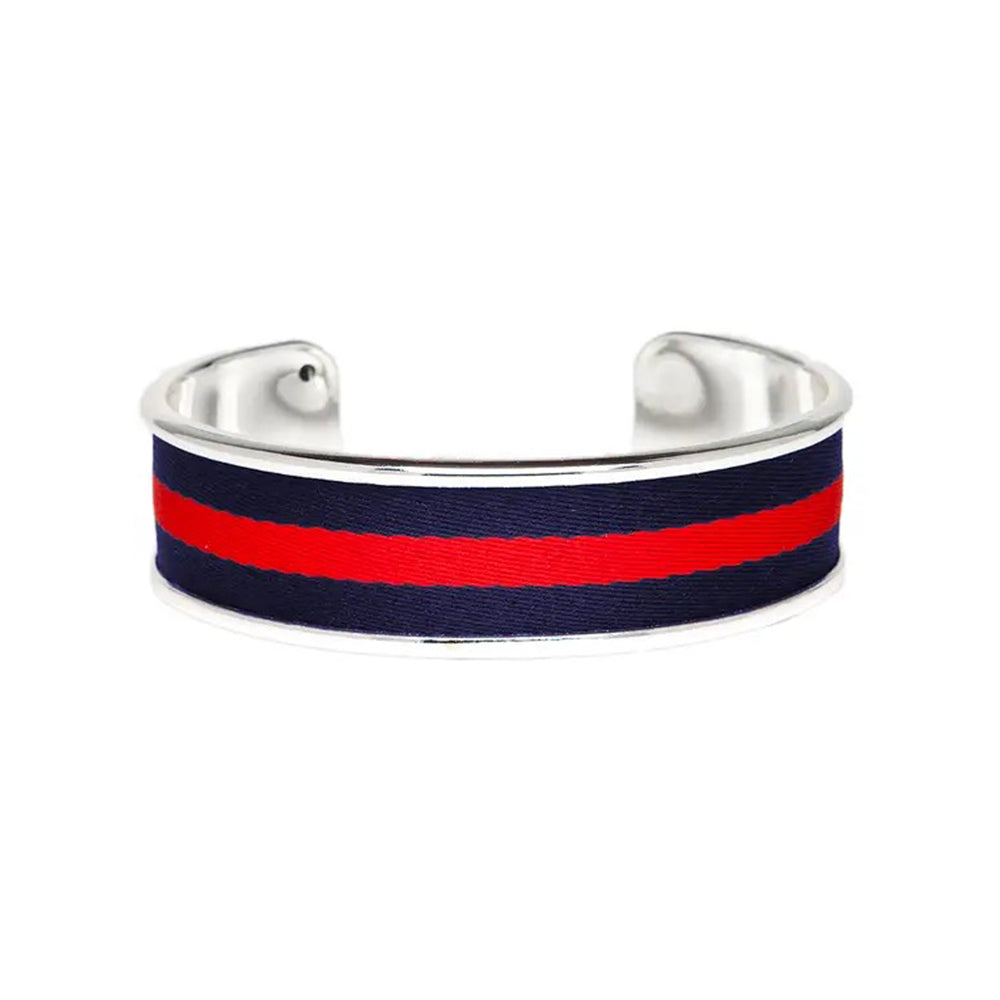 Ribbon Cuff - Striped - Navy & Red - Medium