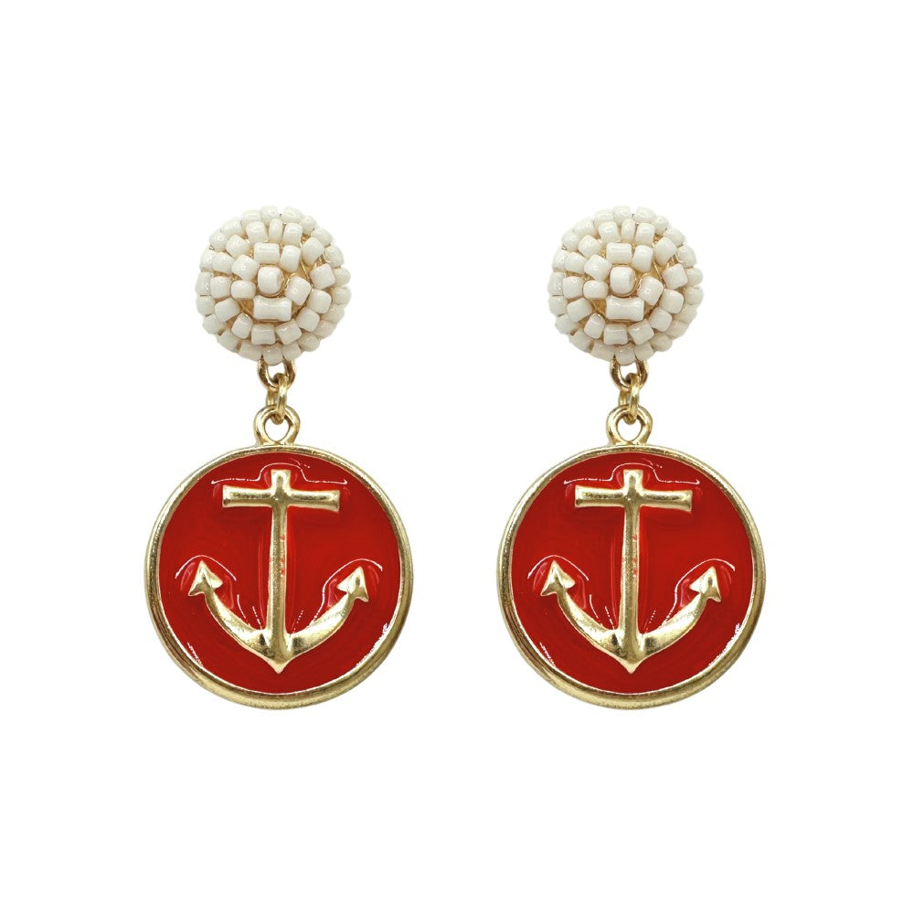 Seed Bead Earrings - Anchor