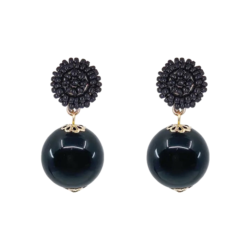 Seed Bead Earrings - Candy - Black