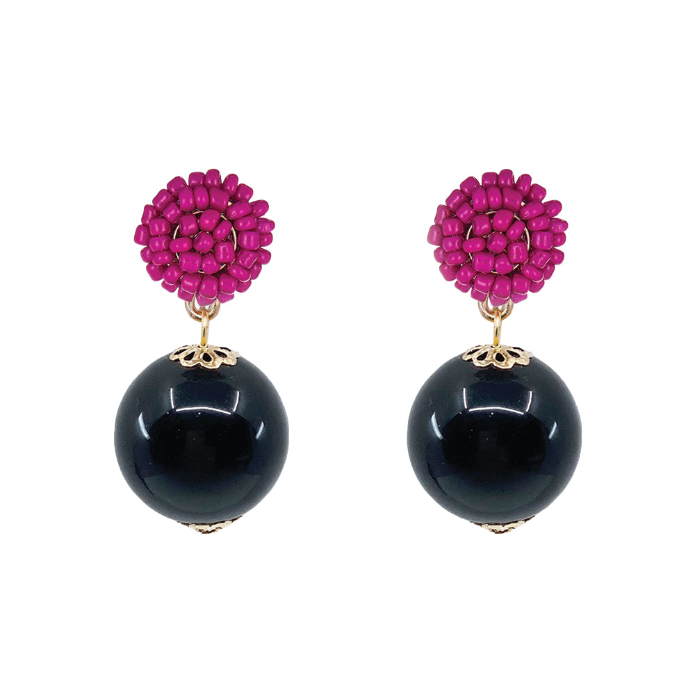 Seed Bead Earrings - Candy - Black