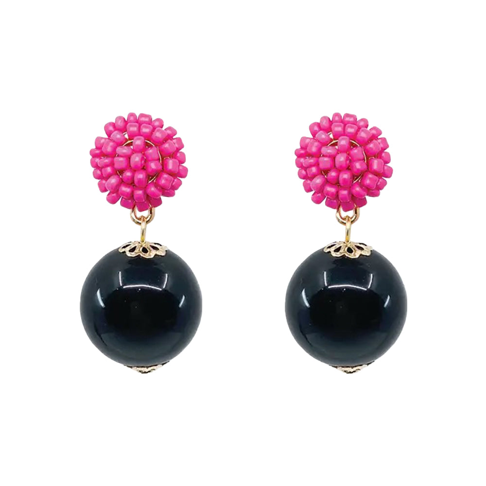 Seed Bead Earrings - Candy - Black