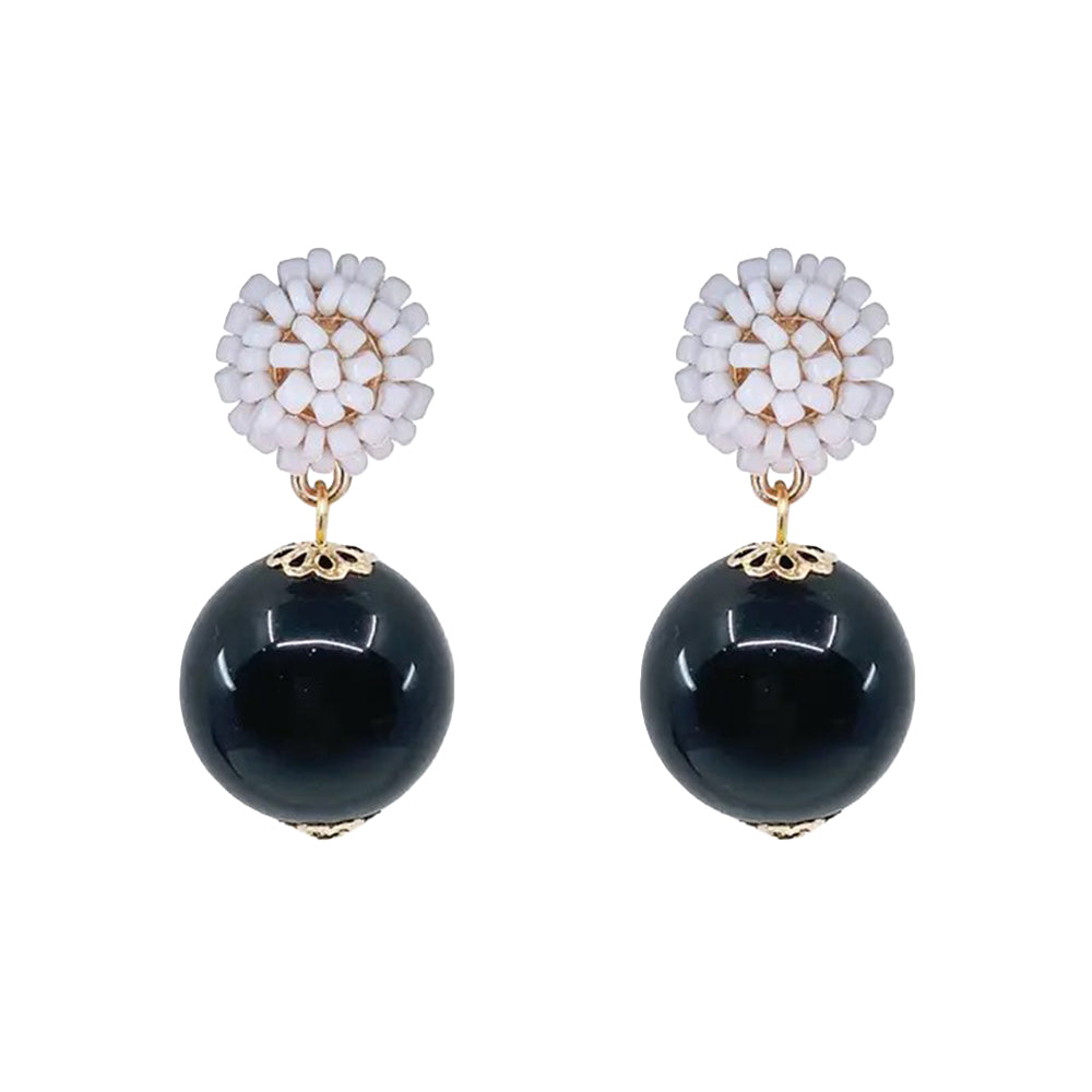 Seed Bead Earrings - Candy - Black