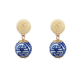 Thread Earrings - China Blue