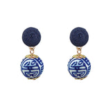 Thread Earrings - China Blue