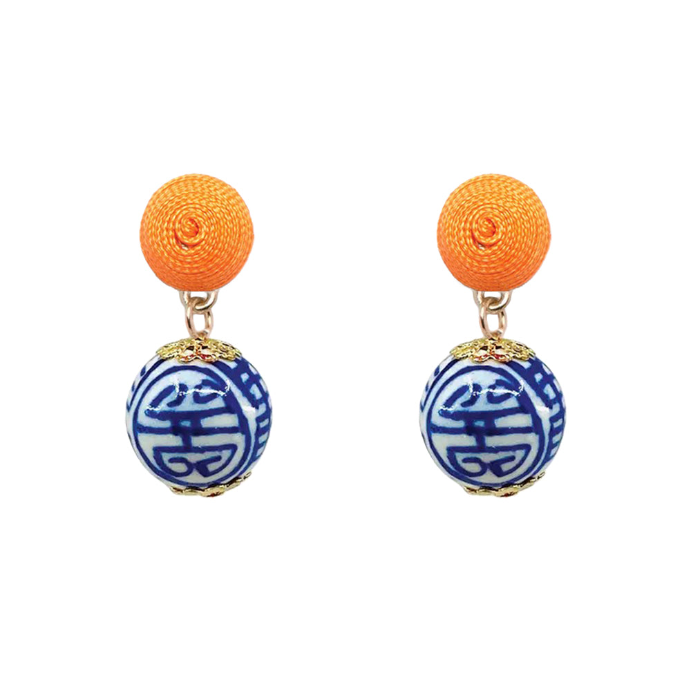 Thread Earrings - China Blue