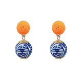 Thread Earrings - China Blue