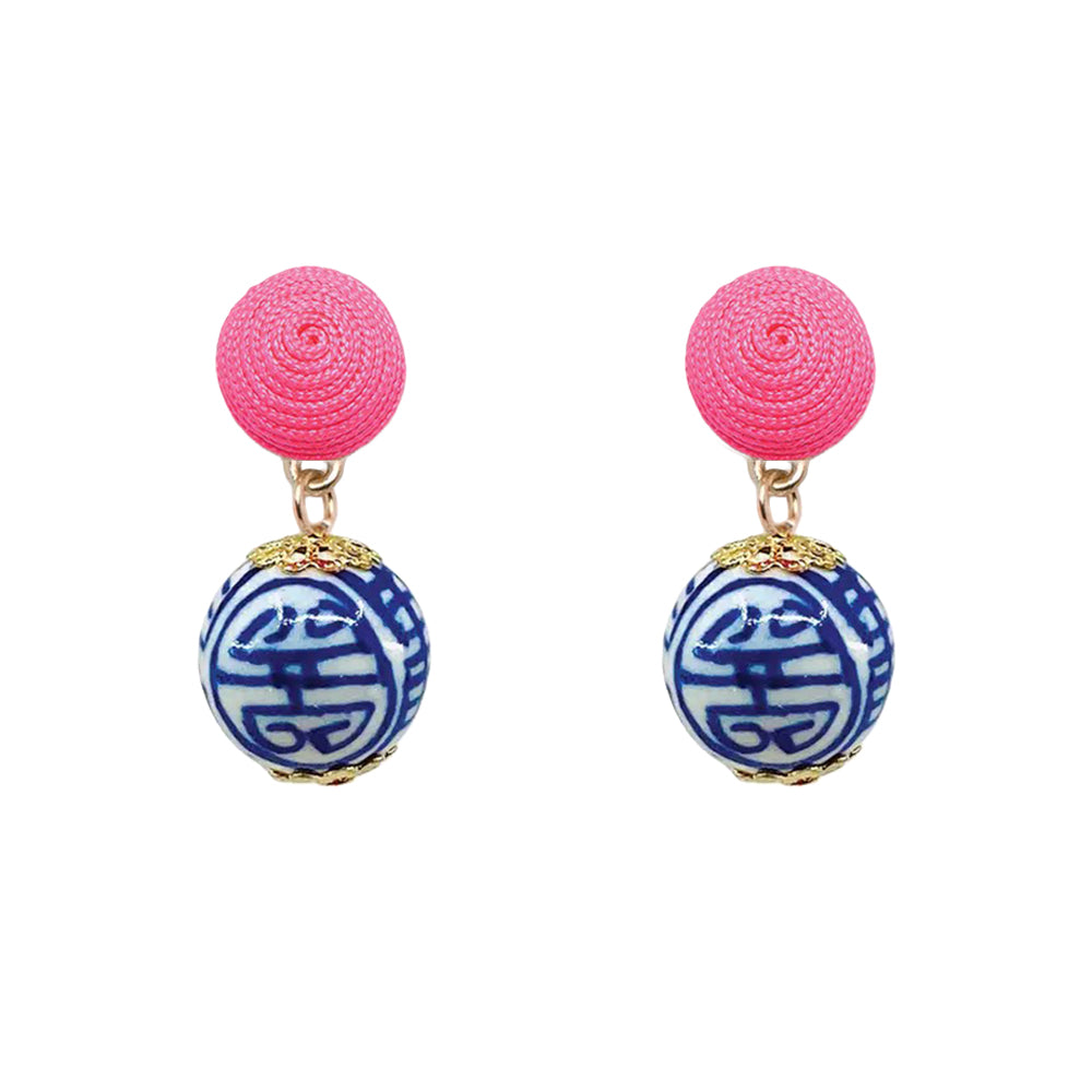 Thread Earrings - China Blue