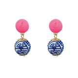 Thread Earrings - China Blue
