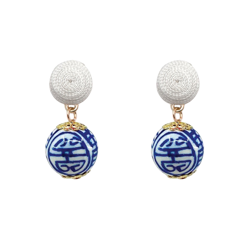 Thread Earrings - China Blue
