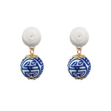 Thread Earrings - China Blue