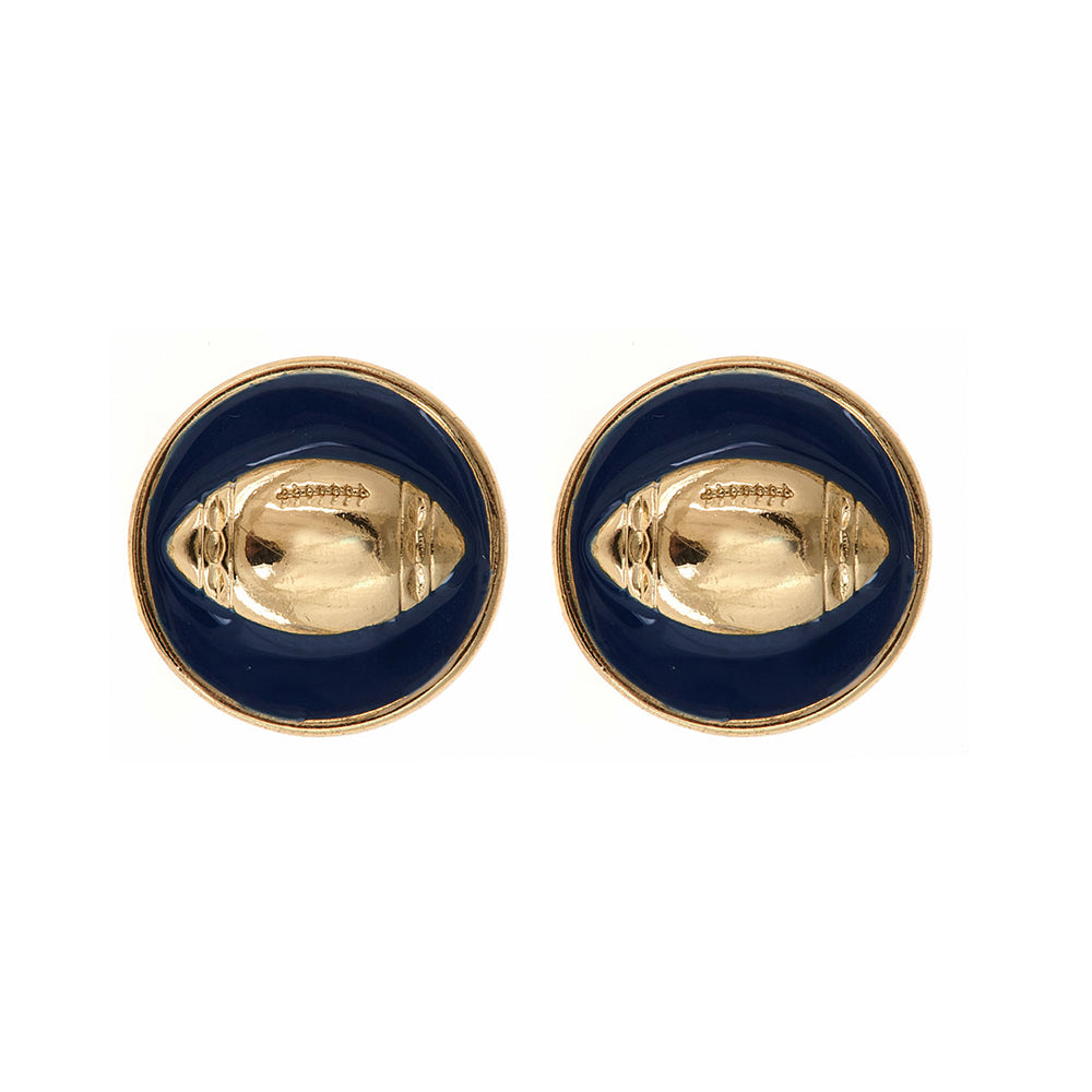 SALE - Enamel Football Earrings