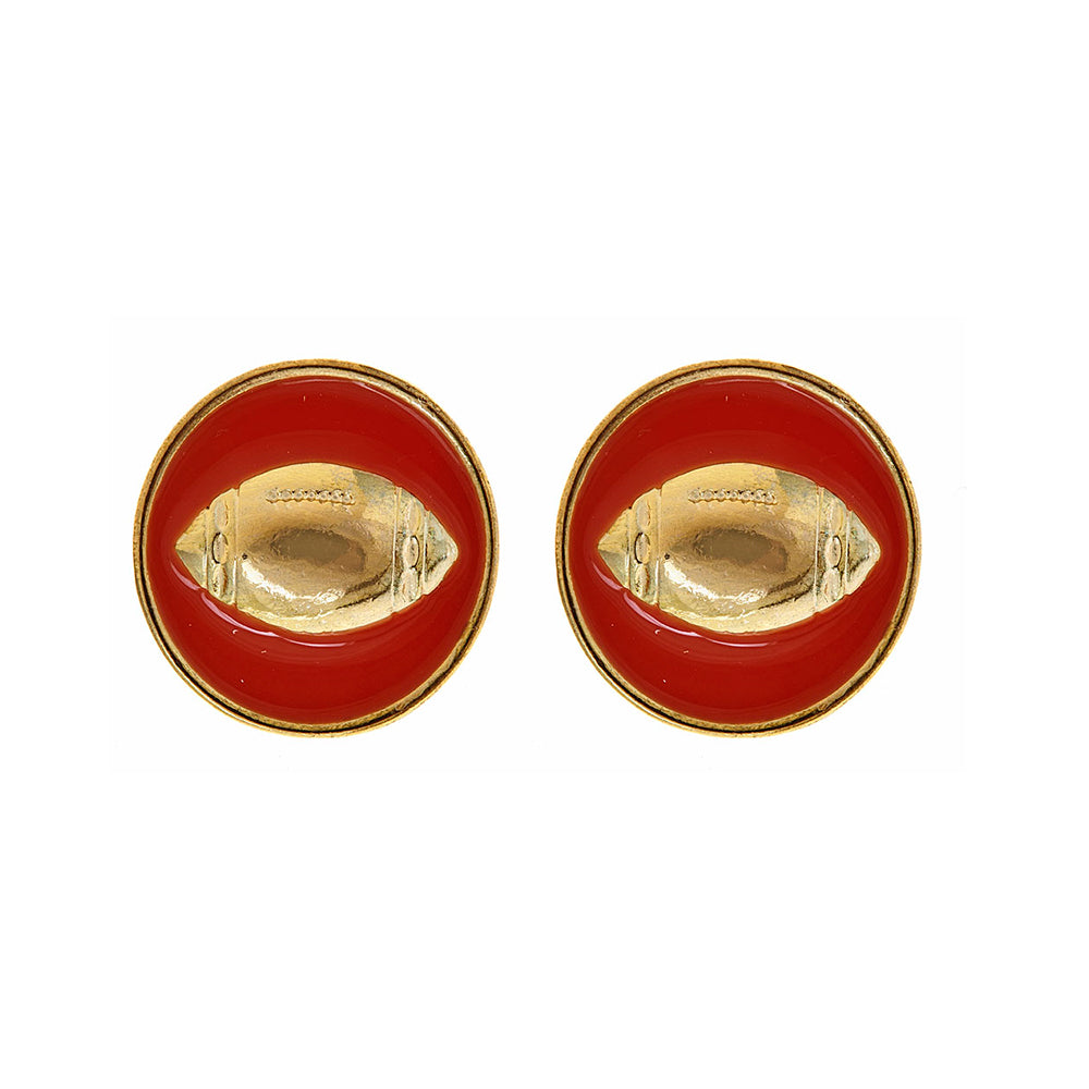 SALE - Enamel Football Earrings
