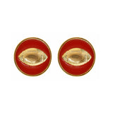 SALE - Enamel Football Earrings
