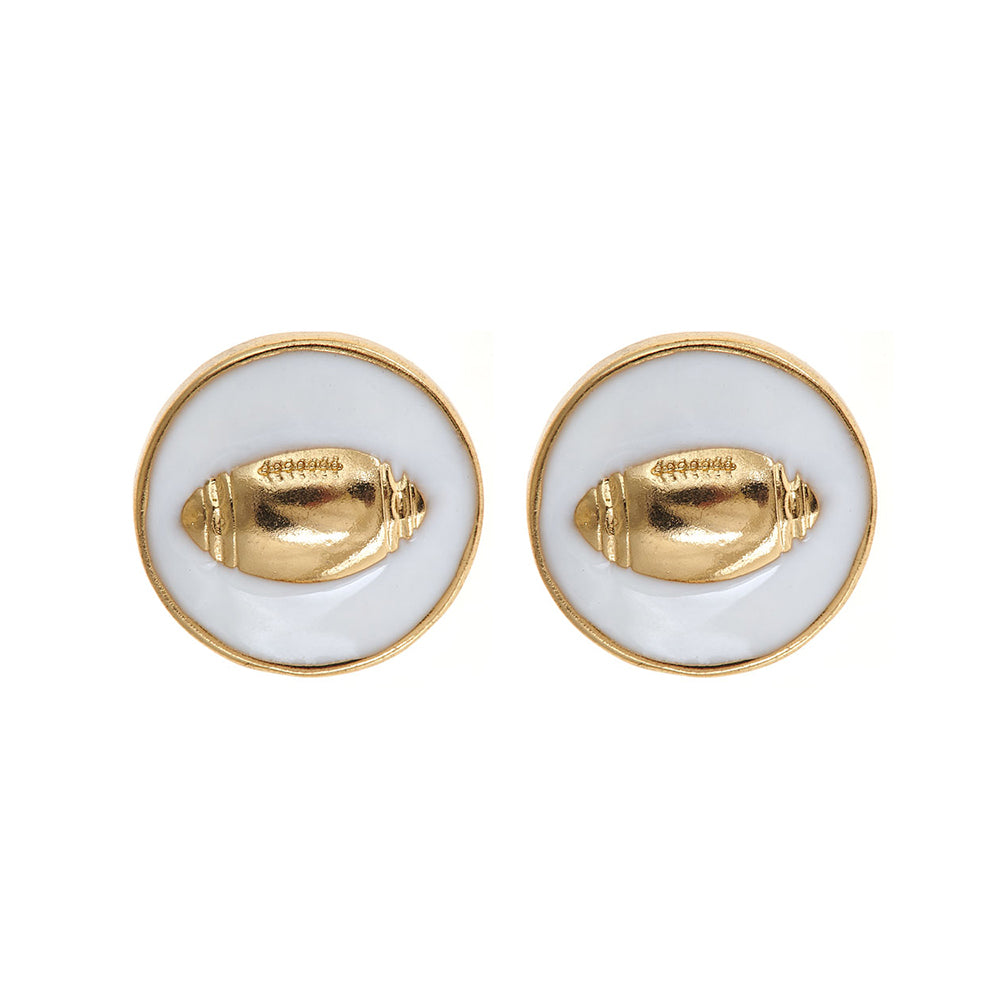 SALE - Enamel Football Earrings