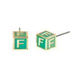 Love Letter Earrings - Aqua Enamel