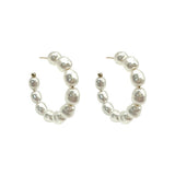 Pearl Bead Nugget Hoop Earrings