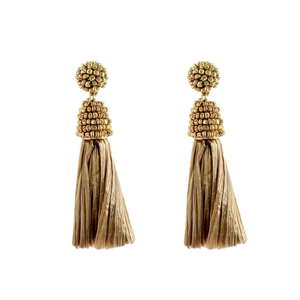 SALE - Raffia Tassel Earrings