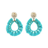 Seed Bead Earrings - Teardrop Raffia