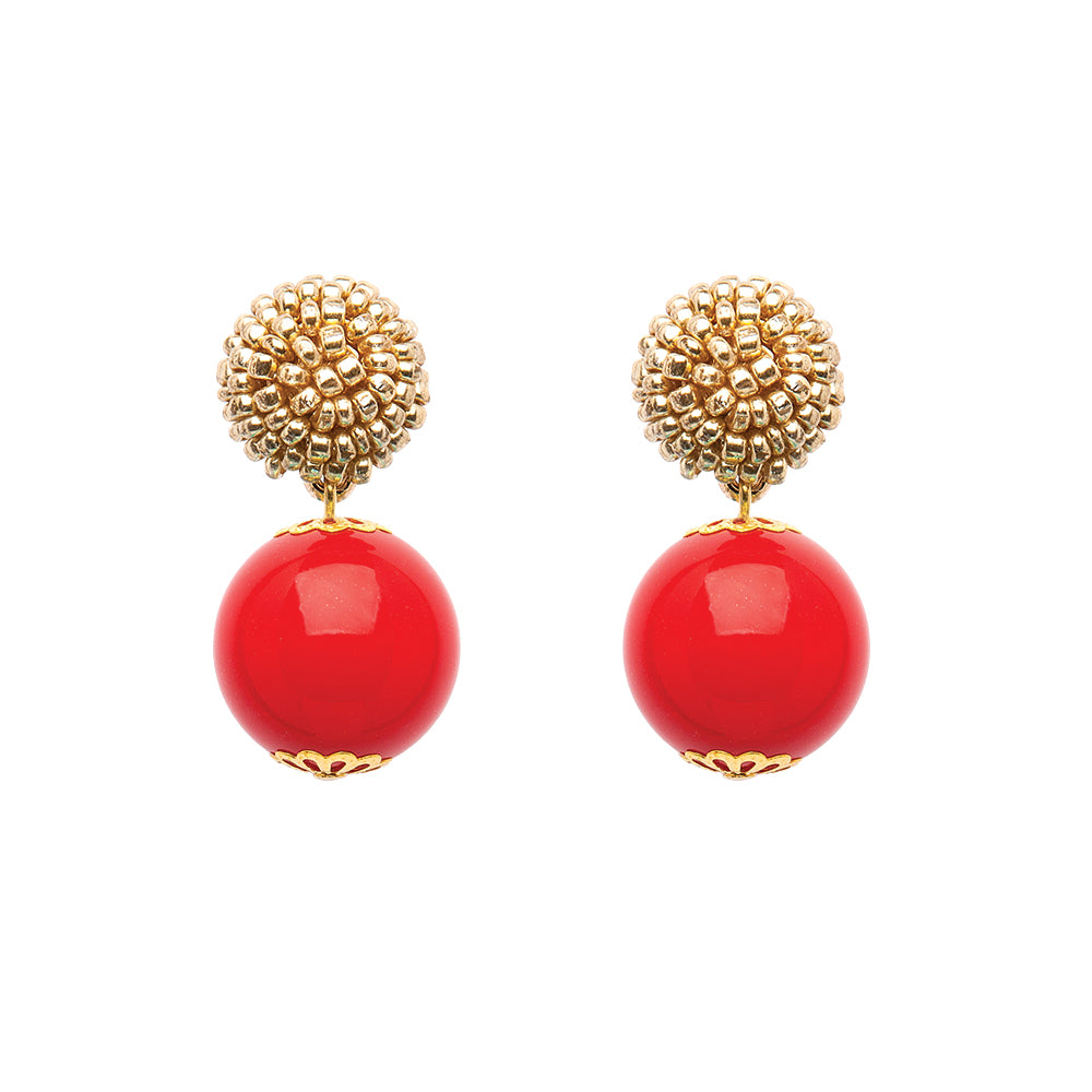 Seed Bead Earrings - Candy - Red