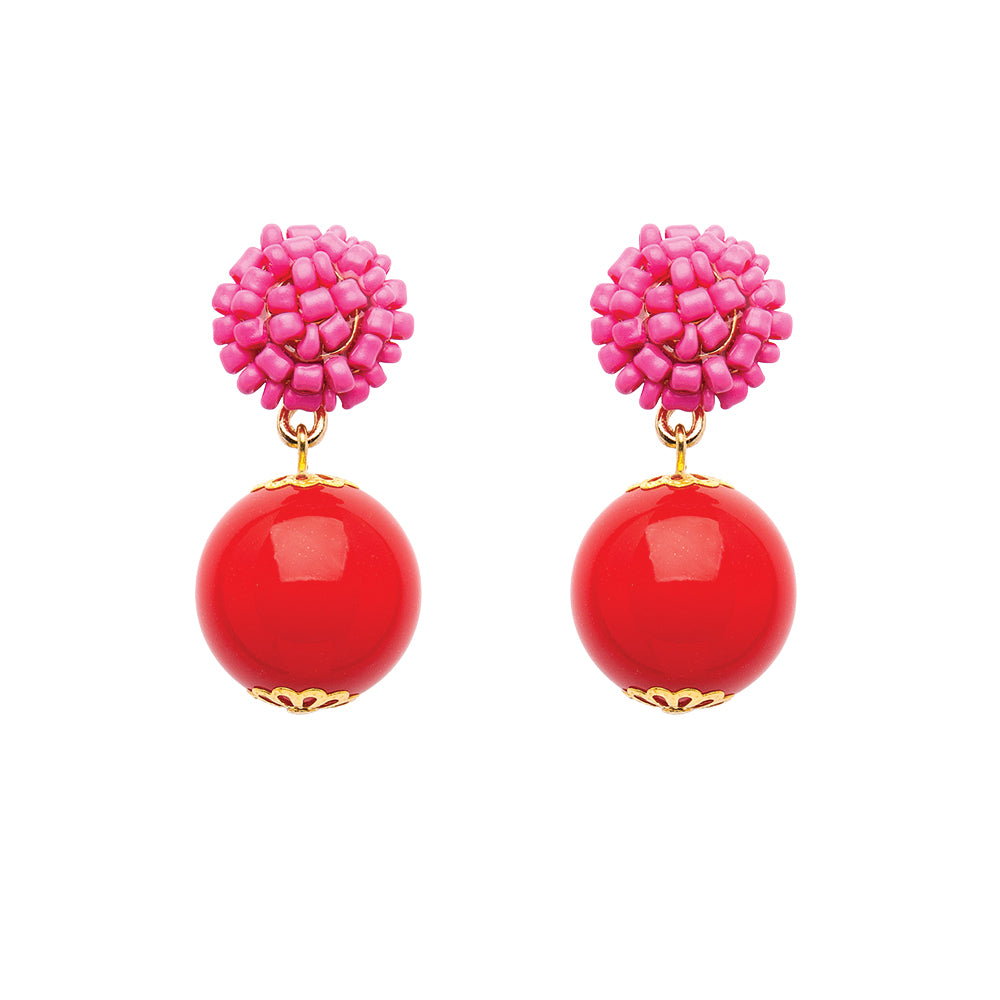 Seed Bead Earrings - Candy - Red