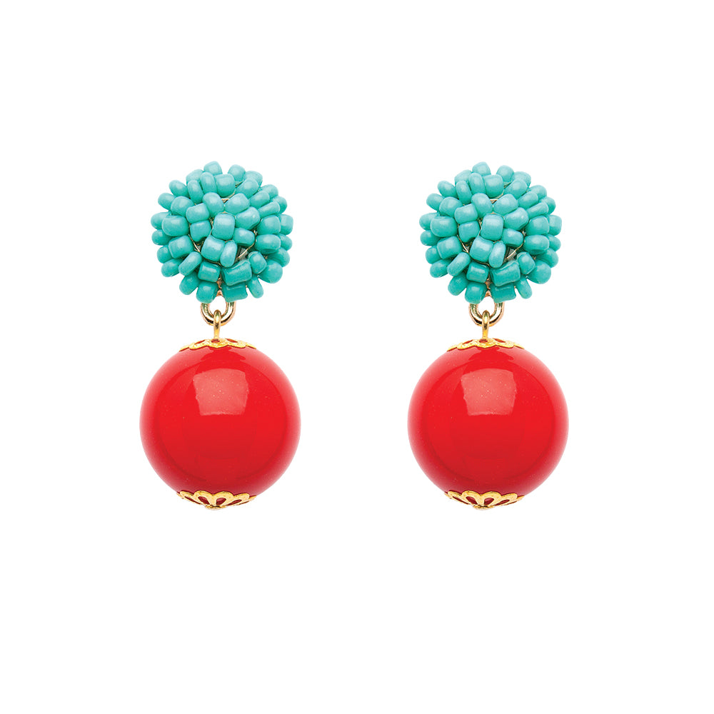Seed Bead Earrings - Candy - Red