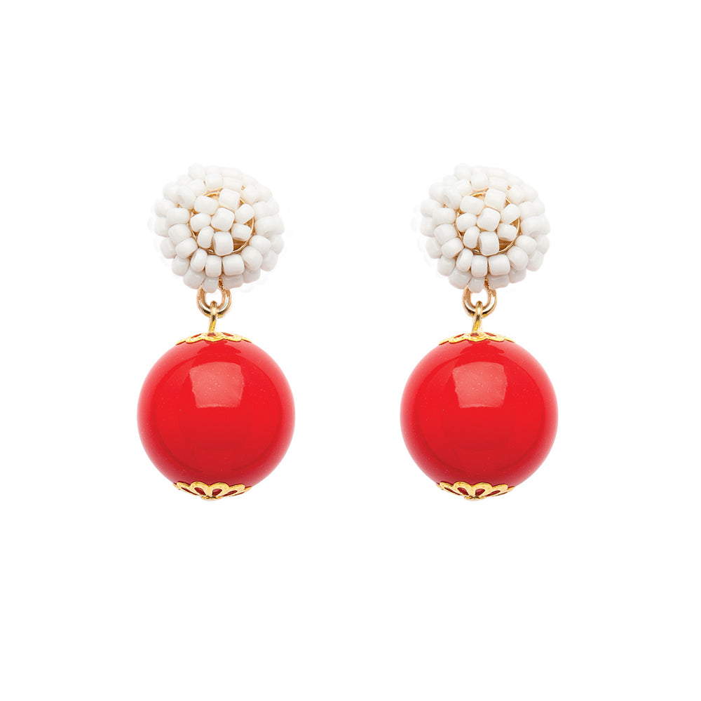 Seed Bead Earrings - Candy - Red
