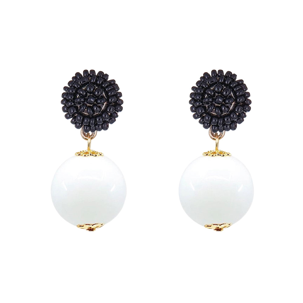 Seed Bead Earrings - Candy - White