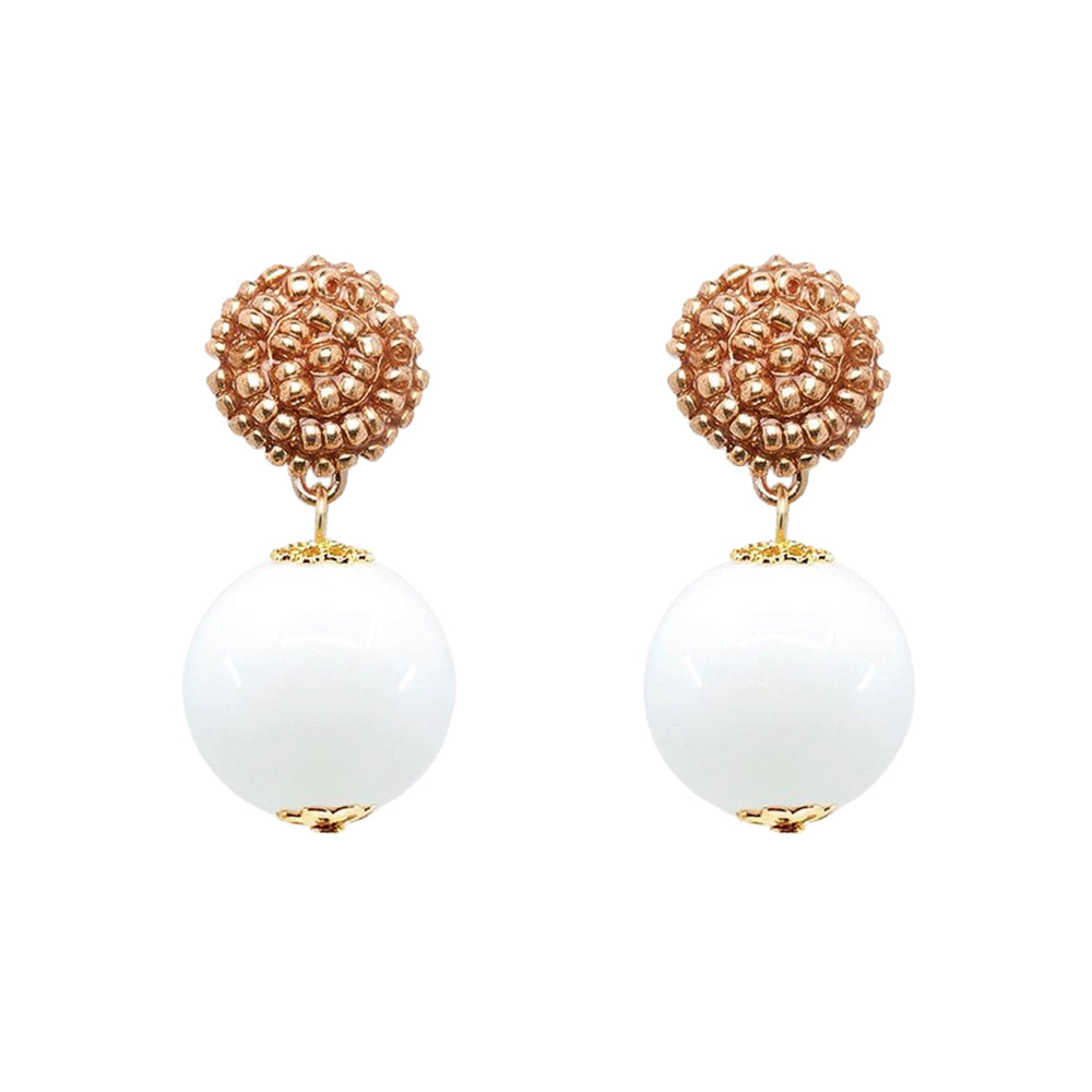 Seed Bead Earrings - Candy - White