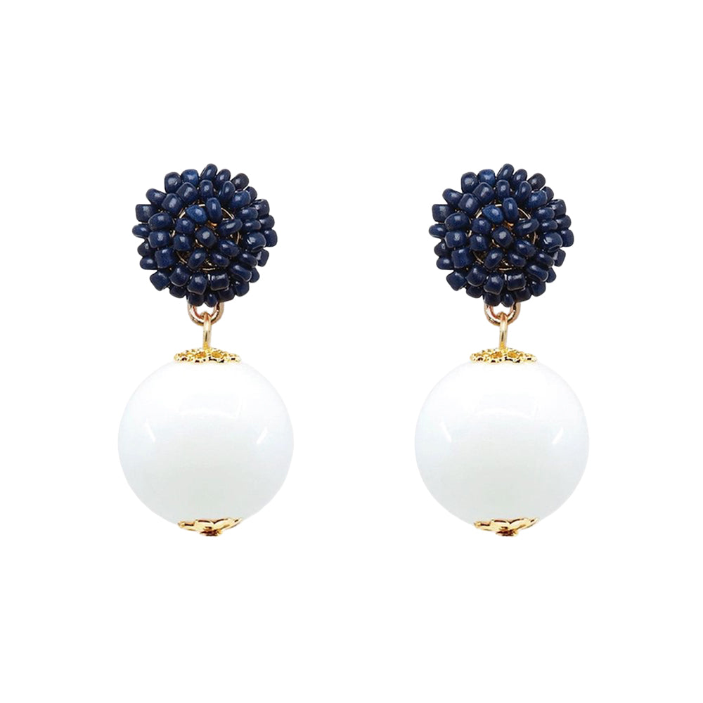 Seed Bead Earrings - Candy - White