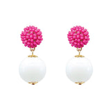 Seed Bead Earrings - Candy - White