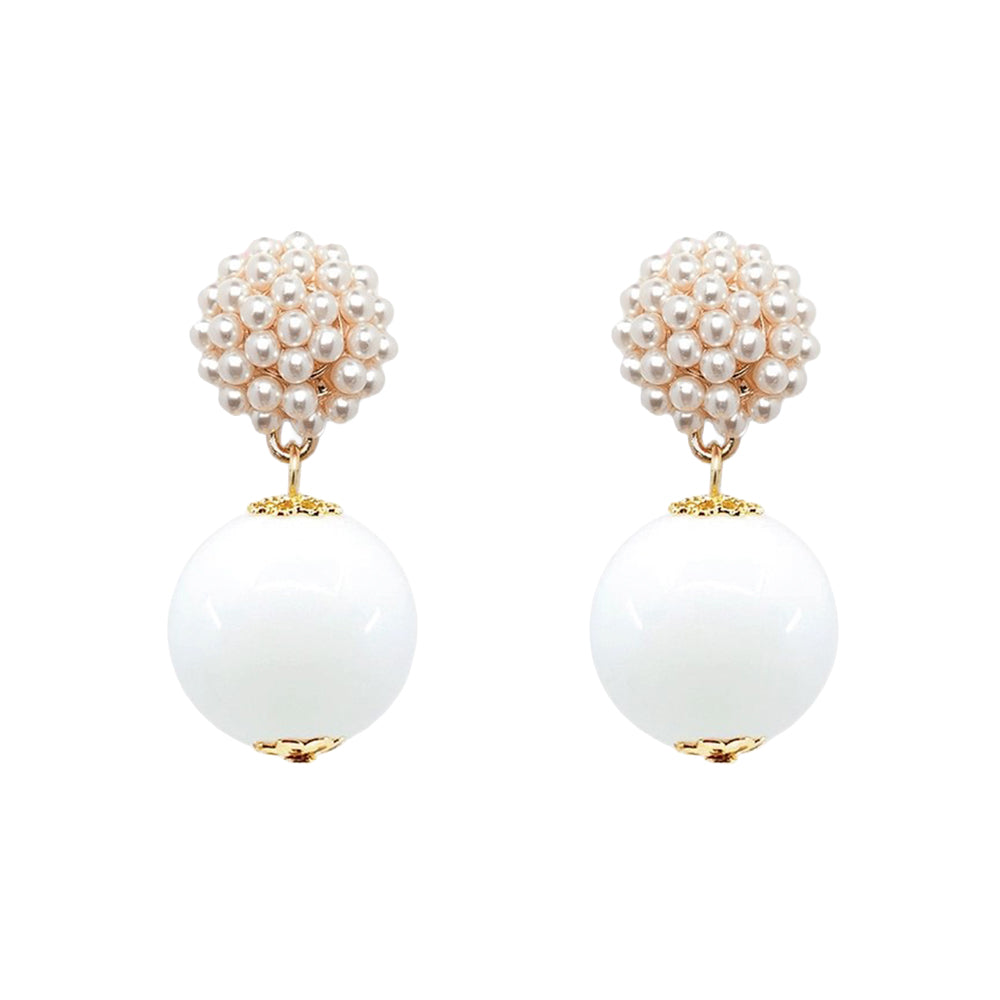 Seed Bead Earrings - Candy - White