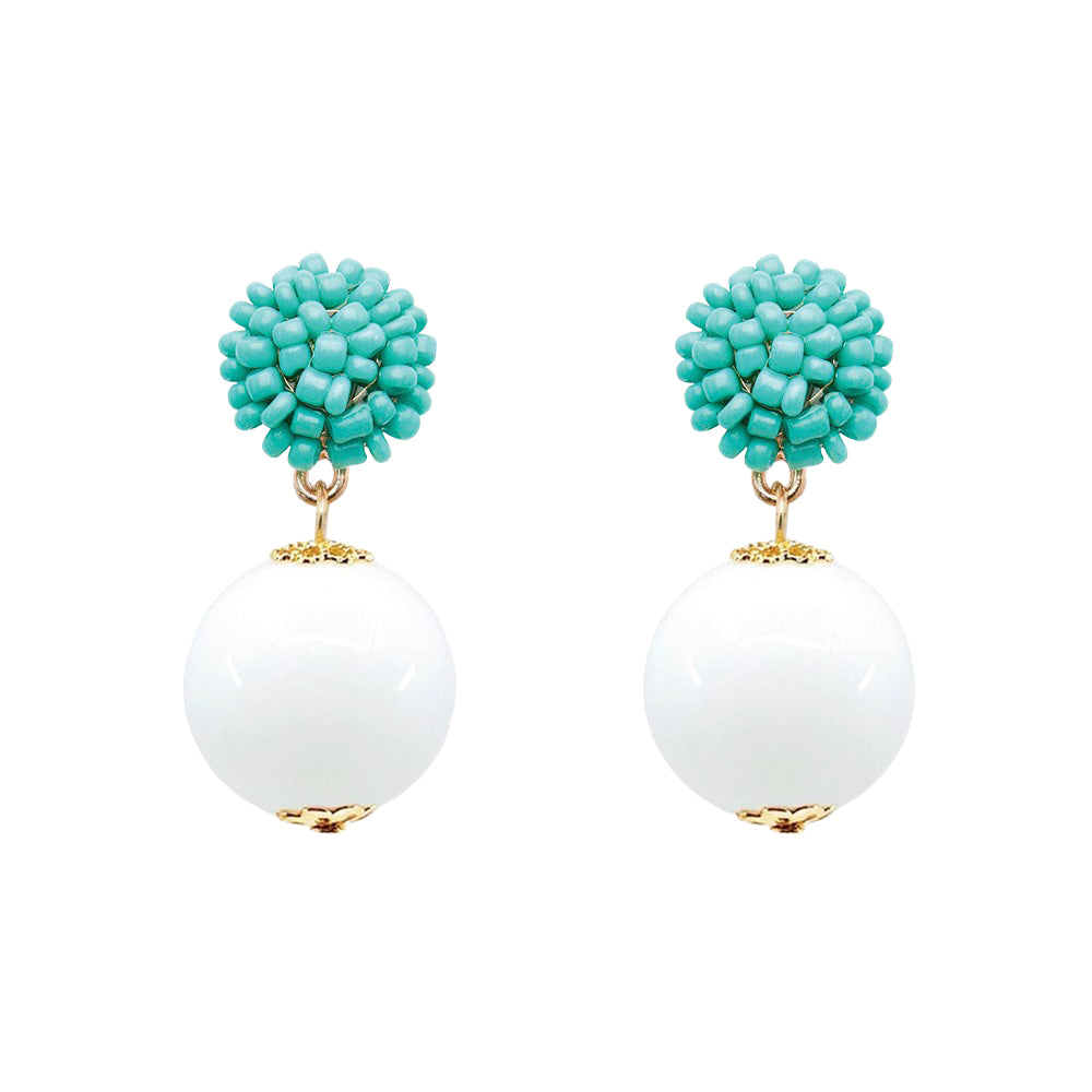 Seed Bead Earrings - Candy - White