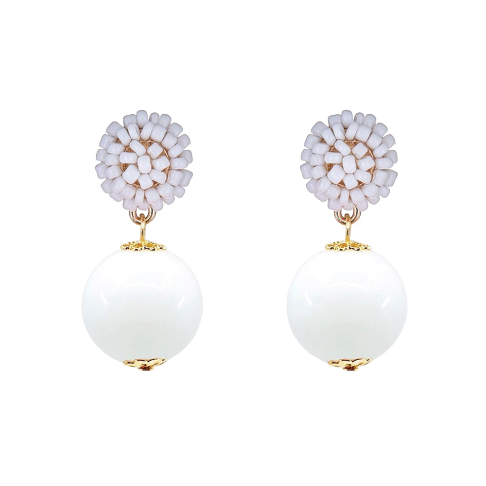 Seed Bead Earrings - Candy - White