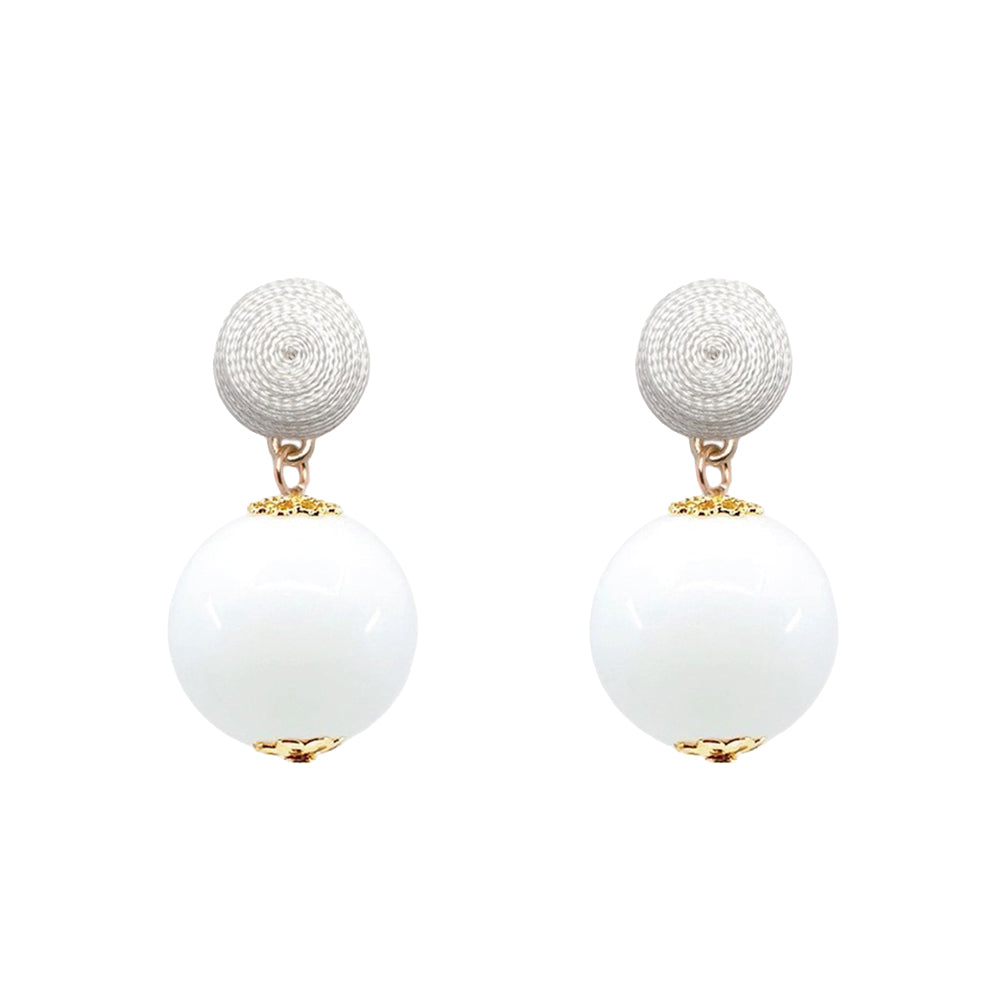 Thread Earrings - Candy - White