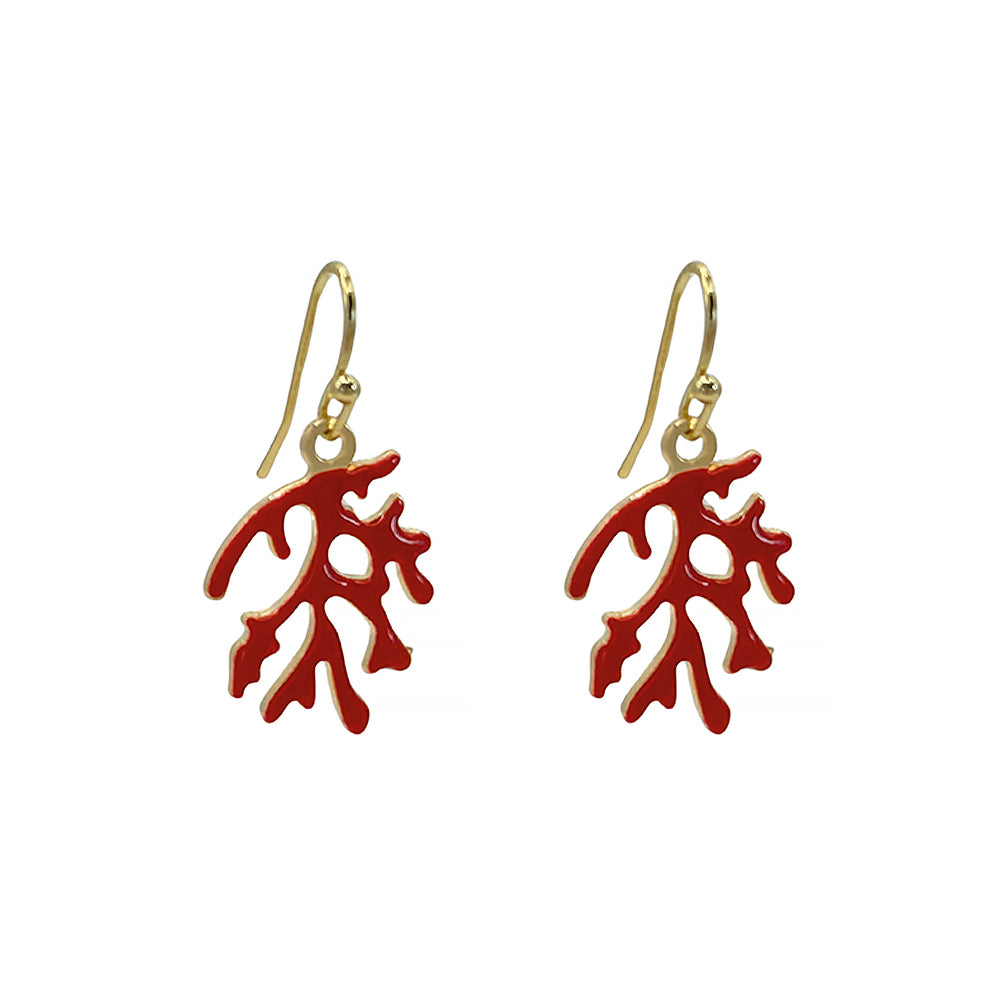 French Hook Earrings - Coral
