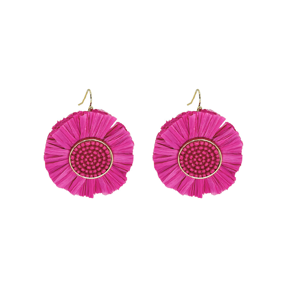 French Hook Earrings - Raffia - Large