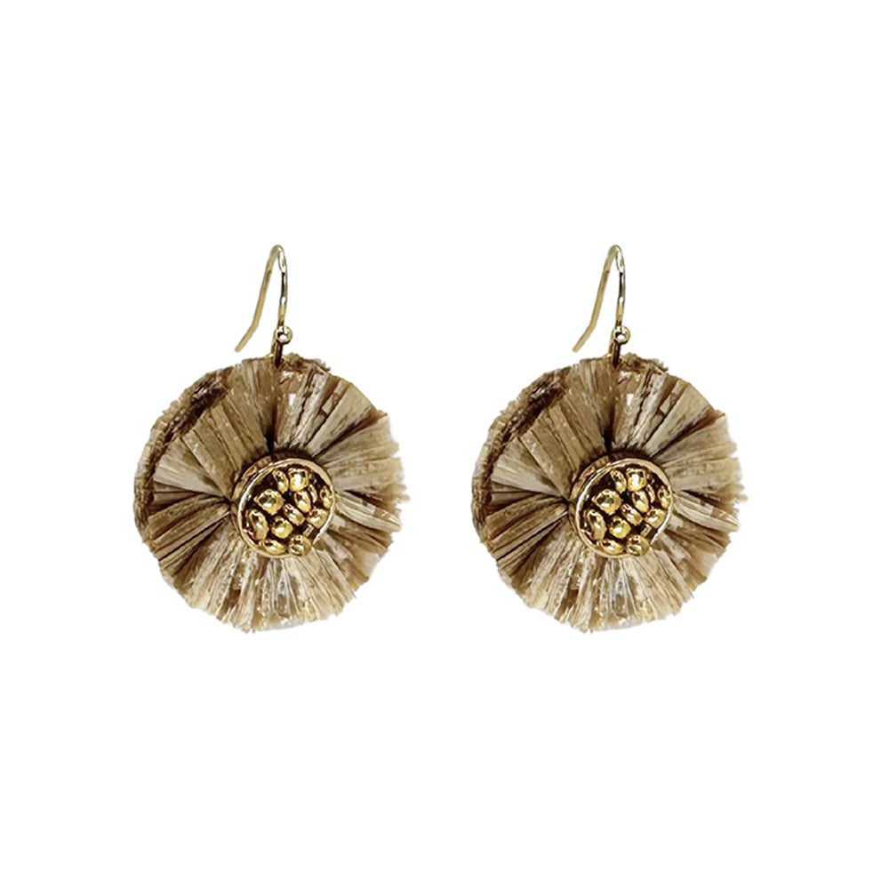 French Hook Earrings - Raffia - Small
