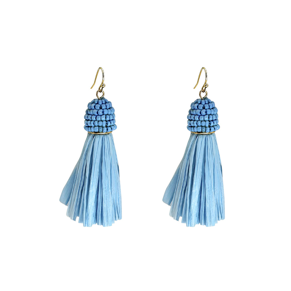 French Hook Earrings - Raffia - Tassel