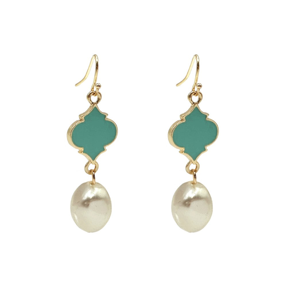 French Hook Earrings - Spade - Pearl Bead Nugget