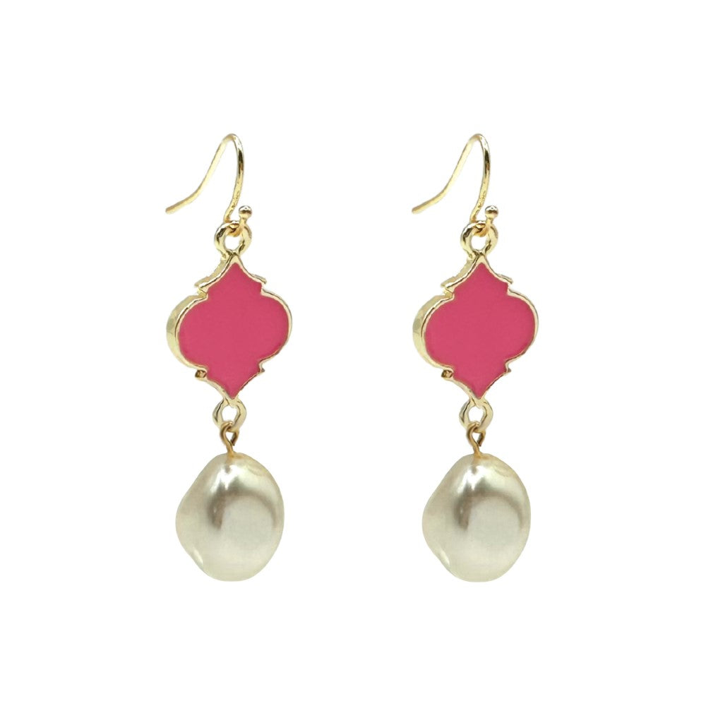 French Hook Earrings - Spade - Pearl Bead Nugget