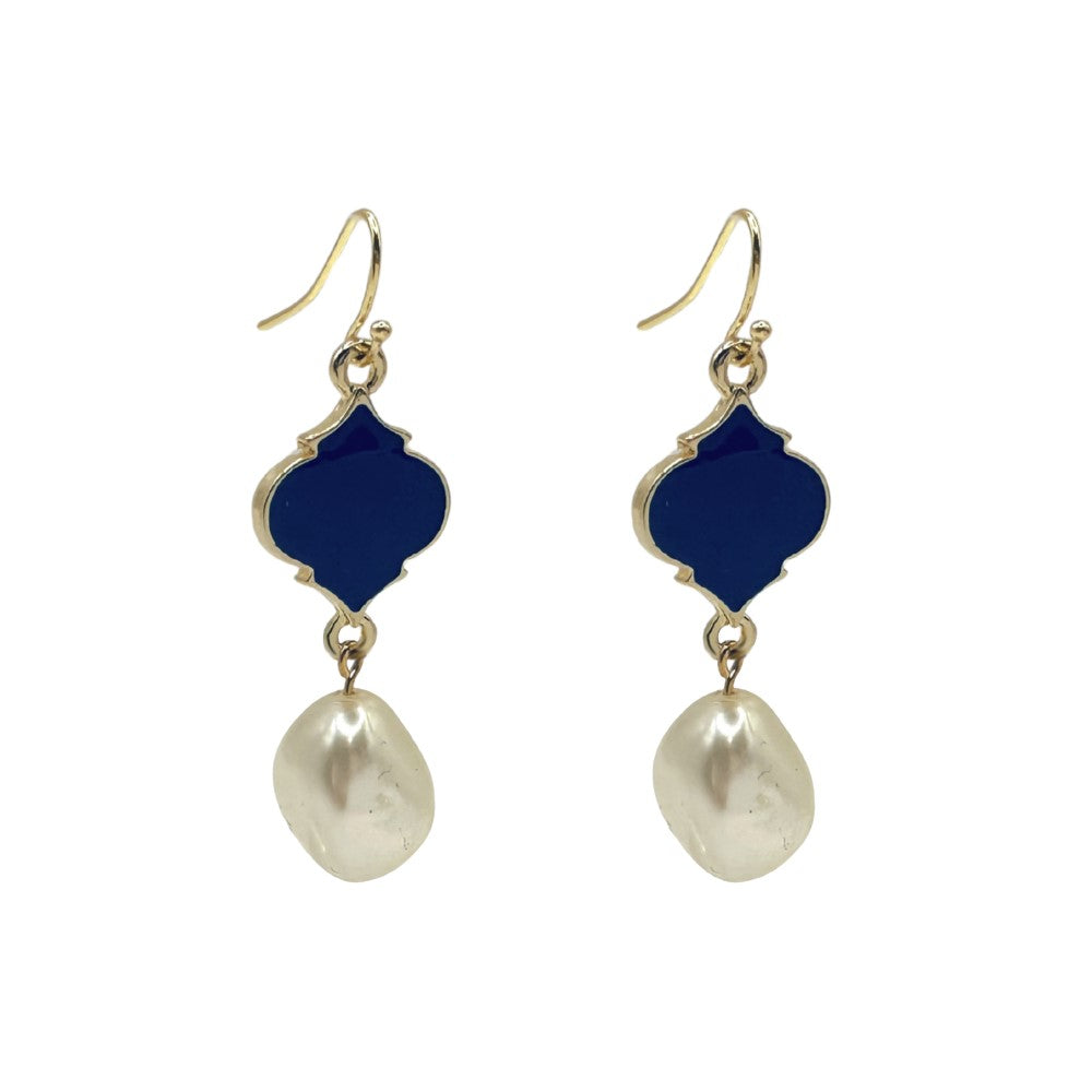 French Hook Earrings - Spade - Pearl Bead Nugget