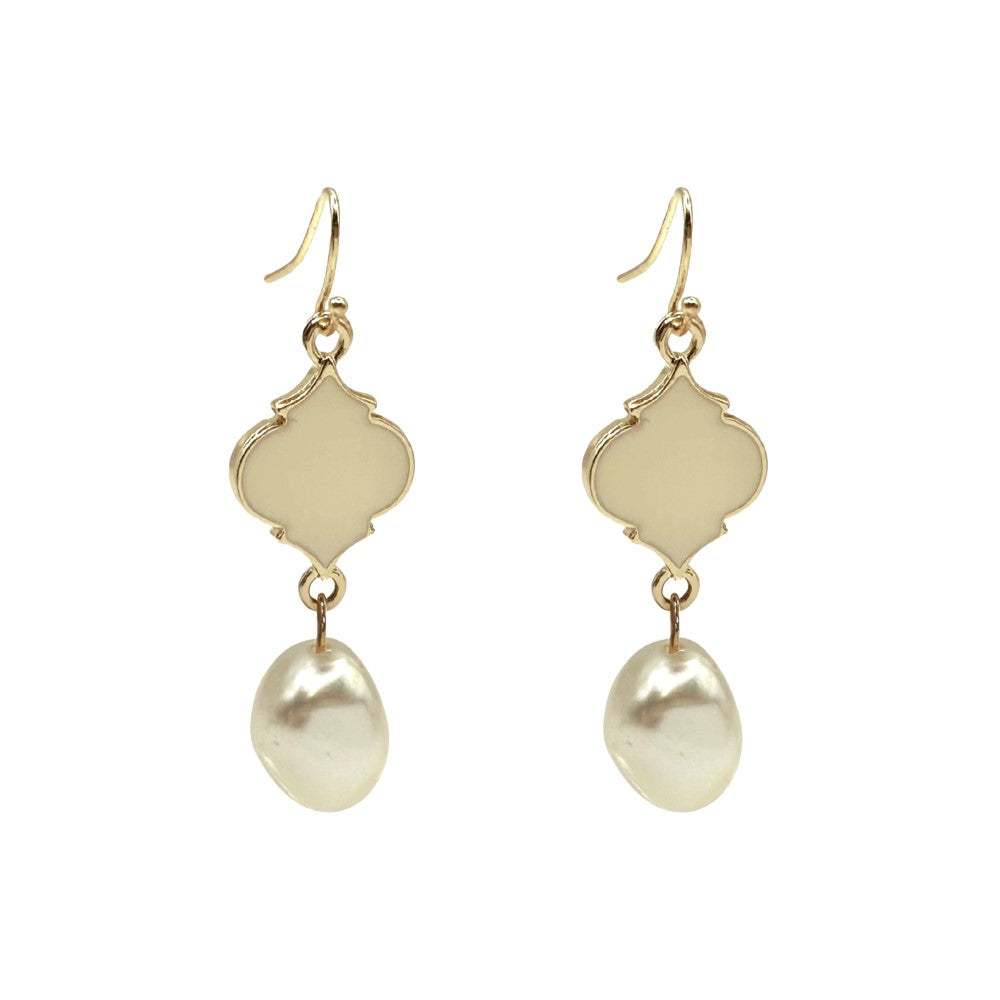 French Hook Earrings - Spade - Pearl Bead Nugget